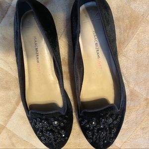 Black velvet Isaac Mizrahi beaded flats 6 1/2.